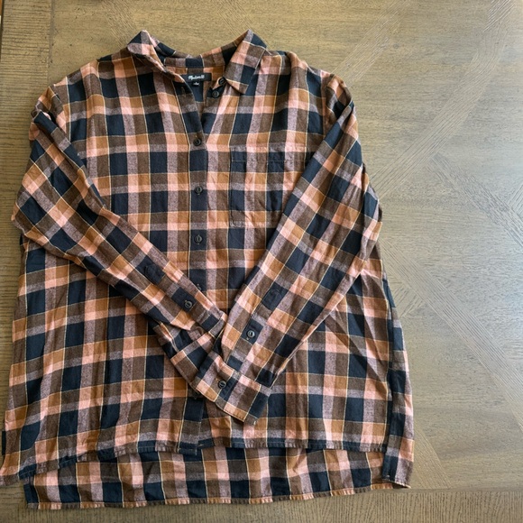 Like New Madewell Flannel Oversized Ex-Boyfriend Shirt in Gideon Plaid, L - Picture 5 of 12